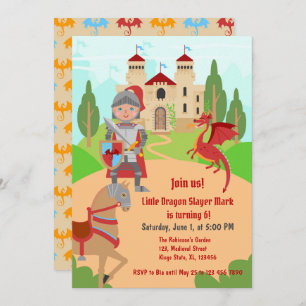 Invitation Dragon Slayer Knight Boy fête d'anniversaire