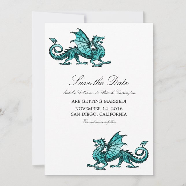 Invitation Dragon turquoise Enregistrer l'Invitation de date (Devant)