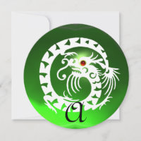 DRAGON VERT ÉMERAUDE BLANCHE SERPENT MONOGRAMME
