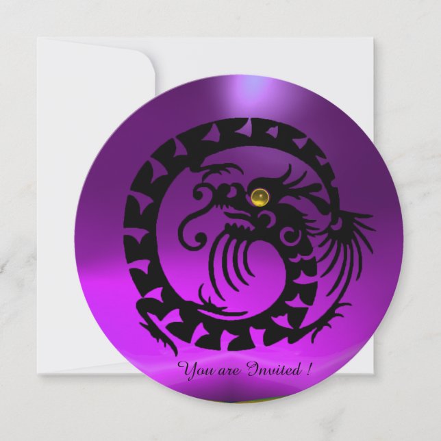 INVITATION DRAGON VIOLET SERPENT NOIR PIERRE GEMME AMÉTHYSTE (Devant)