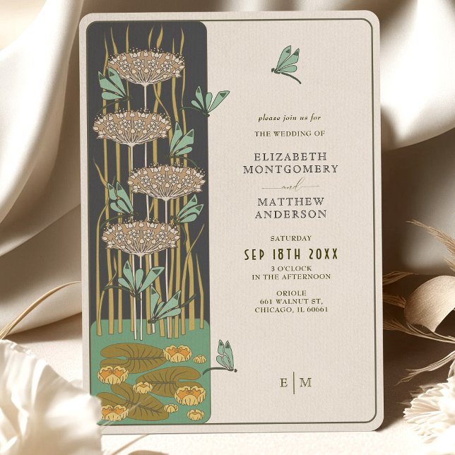Invitation Dragonfly Belle Epoque Art Nouveau Mariage (Créateur téléchargé)