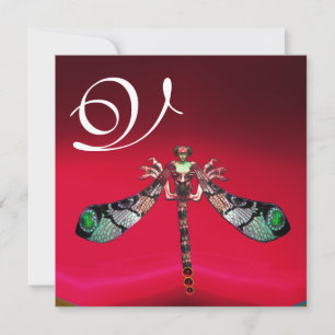 Invitation DRAGONFLY MONOGRAM FEMME, or bordeaux rouge