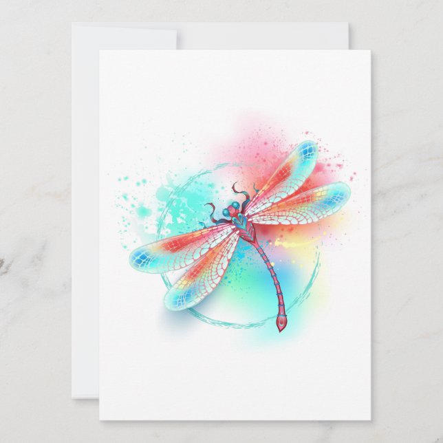 Invitation Dragonfly rouge sur l'arrière - plan aquarelle (Devant)