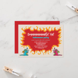 Invitation Dragons de dessin animé magiques soufflant du feu