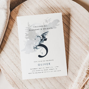 Invitation Dragons et Knights Boy Thème 5ème anniversaire