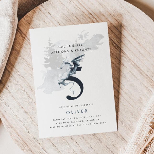 Invitation Dragons et Knights Boy Thème 5ème anniversaire (Créateur téléchargé)