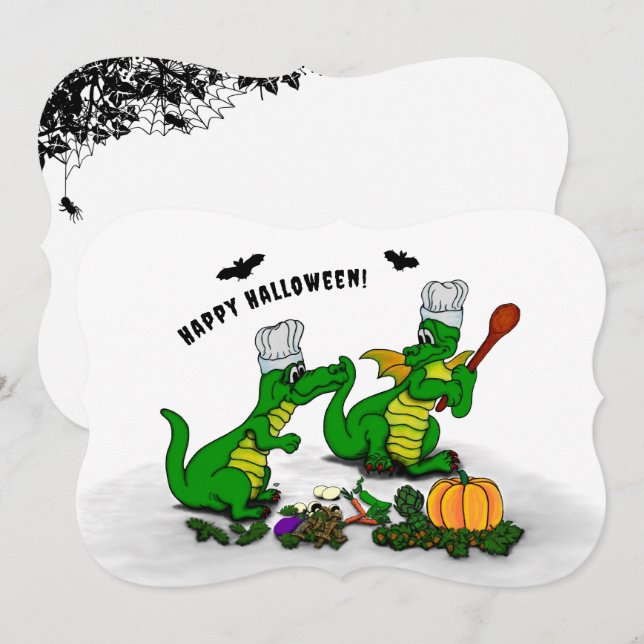 Invitation Dragons - Joyeux Halloween ! Aujourd'hui je vais c (Devant / Derrière)