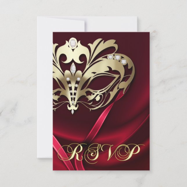 Invitation dramatique de masquerade rouge RSVP (Devant)