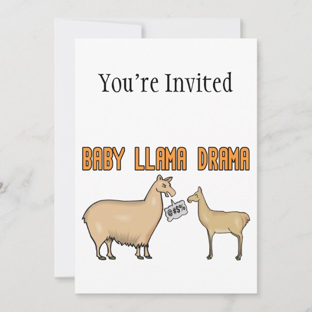 Invitation Drame de lama de bébé (Devant)