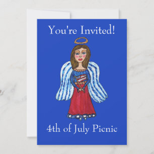 Invitation Drapeau 4 juillet Patriotic Angel USA