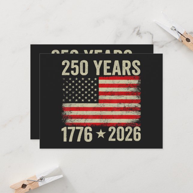 Invitation Drapeau américain 250 ans 1776-2026 (Devant/Arrière en situation)