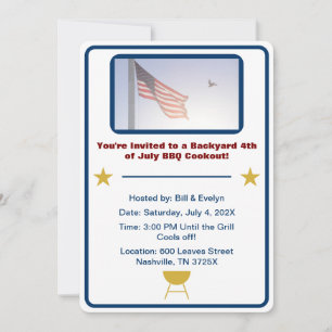 Invitation Drapeau américain 4 juillet barbeque