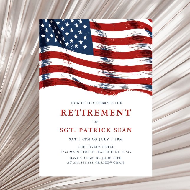 Invitation Drapeau américain 4 juillet retraite de l'armée (Créateur téléchargé)