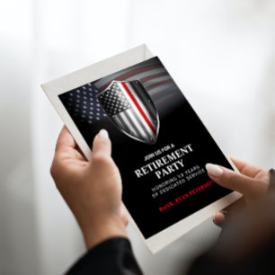 Invitation Drapeau américain   Bouclier mince de ligne rouge 