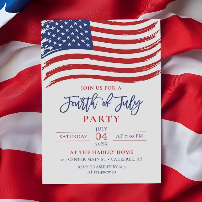 Invitation Drapeau américain Fête du 4 juillet (Créateur téléchargé)