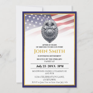 Invitation Drapeau américain/Golden Police Officier Parti de 