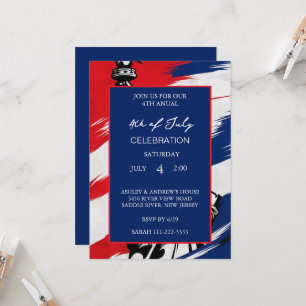 Invitation Drapeau Américain Moderne Rouge Blanc Et Bleu Patr