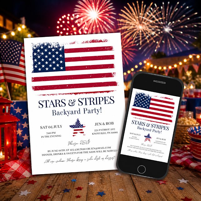 Invitation Drapeau américain modifiable 4 juillet (Créateur téléchargé)