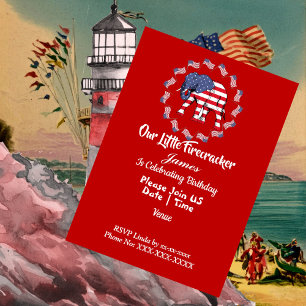 Invitation Drapeau américain Patriotique Elephant Anniversair