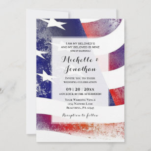 Invitation Drapeau américain Patriotique Mariage chrétien