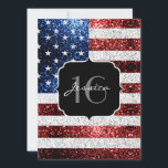 Invitation Drapeau américain rouge blanc brillant parties sci<br><div class="desc">Drapeau américain en parties scintillant de faux brillants rouge et bleu. Nous utilisons la photo de parties scintillant pétillantes. doux 16,  doux 16 fête,  drapeau américain,  rouge blanc et bleu,  parties scintillant,  anniversaire,  fête,  étincelles,  sweet sixteen,  doux 16 invitation</div>