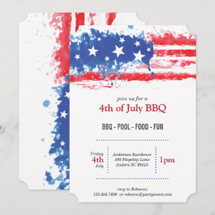 Invitation Drapeau américain rouge blanc et bleu
