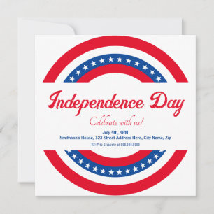 Invitation Drapeau américain rouge blanc et bleu Jour de l'In