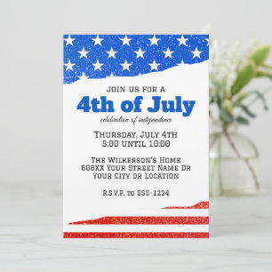Invitation Drapeau américain scintillant du 4 juillet