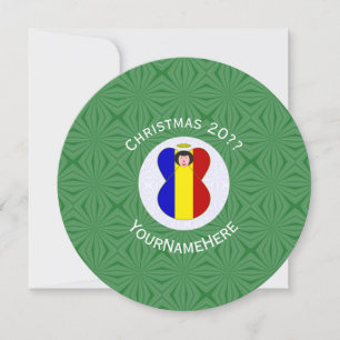 Invitation Drapeau ange roumain Noël Personnaliser Rond