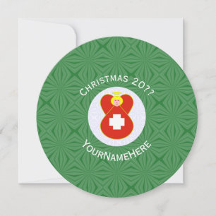 Invitation Drapeau angélique suisse Noël Rond Personnalisé