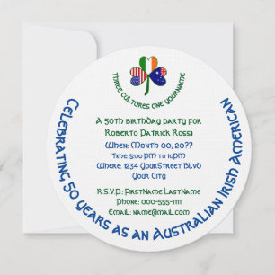 Invitation Drapeau australien irlandais américain Shamrock Pe