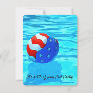 Invitation drapeau beach ball dans la piscine pour 4 juillet 