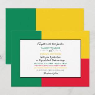 Invitation Drapeau béninois, Drapeau du Bénin Mariage