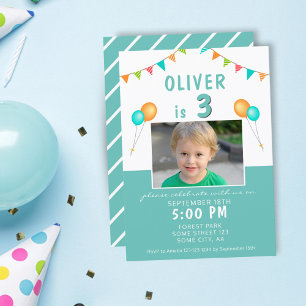 Invitation Drapeau Bleu Bleu Photo Anniversaire
