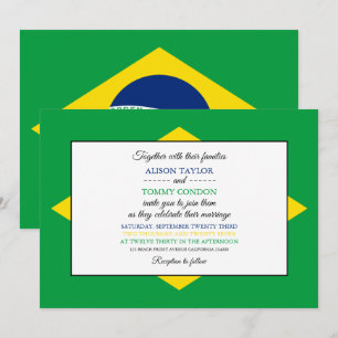 Invitation Drapeau brésilien, Drapeau du Mariage brésilien
