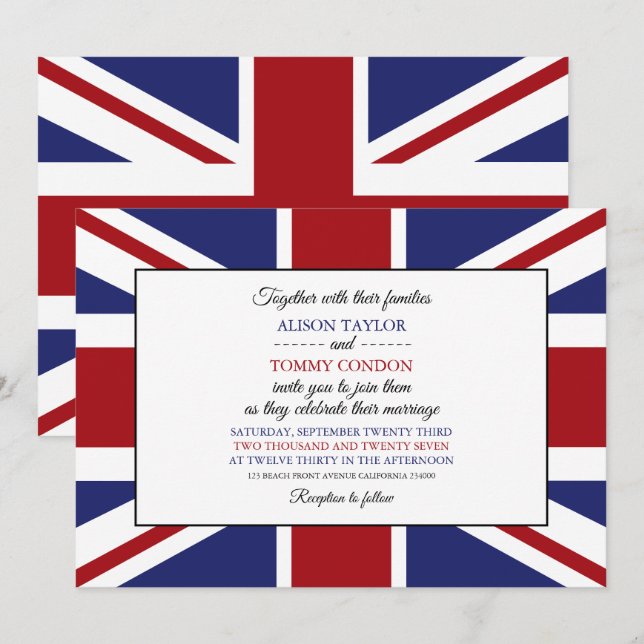Invitation Drapeau britannique, Drapeau de l'Irlande du Nord  (Devant / Derrière)