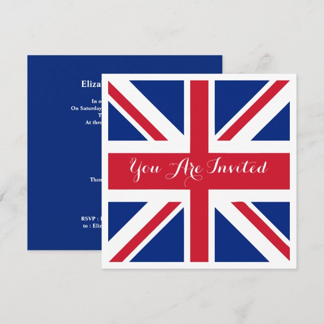 Invitation Drapeau britannique Union Jack Mariage britannique (Devant / Derrière)