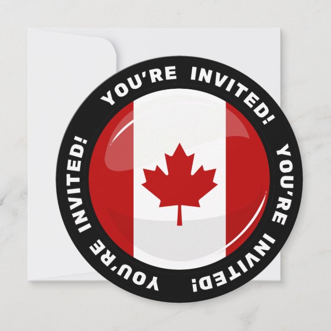Invitation Drapeau canadien rond brillant (Devant)