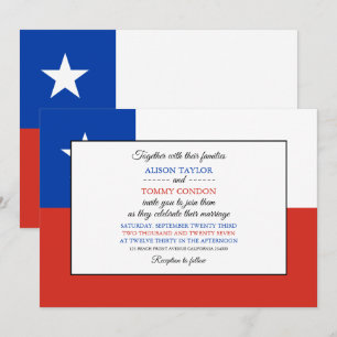 Invitation Drapeau chilien, Drapeau du Chili Mariage
