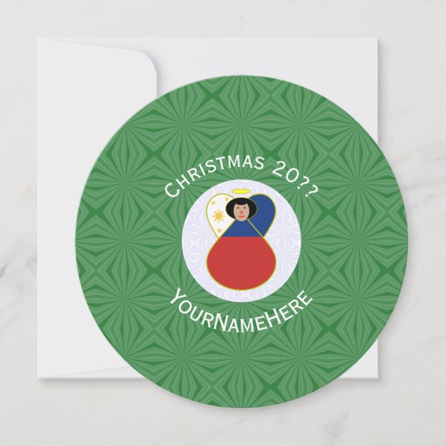Invitation Drapeau d'ange philippin Noël Personnaliser Rond (Devant)