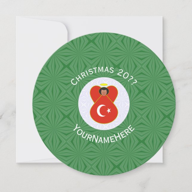 Invitation Drapeau d'ange turc Noël Personnaliser Rond (Devant)