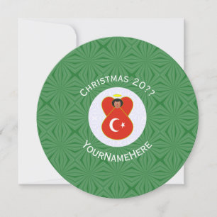 Invitation Drapeau d'ange turc Noël Personnaliser Rond