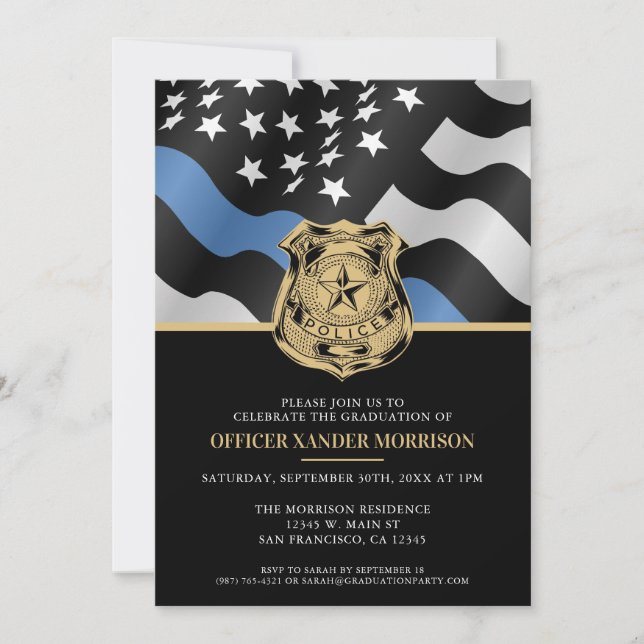 Invitation Drapeau d'application de la loi de l'Académie de p (Devant)