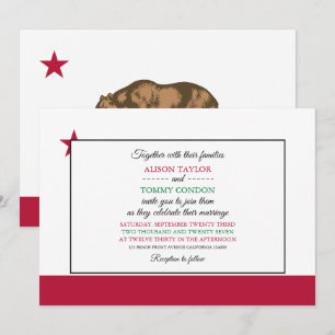 Invitation Drapeau de Californie, Mariage californien