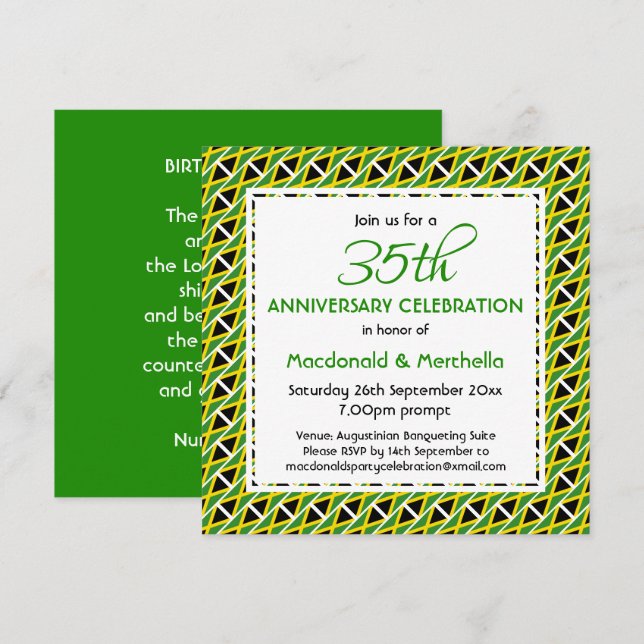 Invitation Drapeau de Jamaïque Célébration d'anniversaire per (Devant / Derrière)