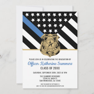 Invitation Drapeau de la Ligne Bleue Mince de la Police Félic