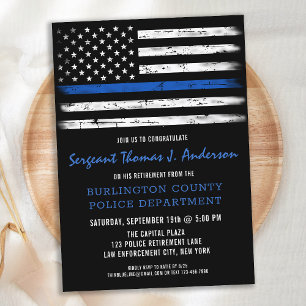 Invitation Drapeau de la ligne bleue mince de la police Retra