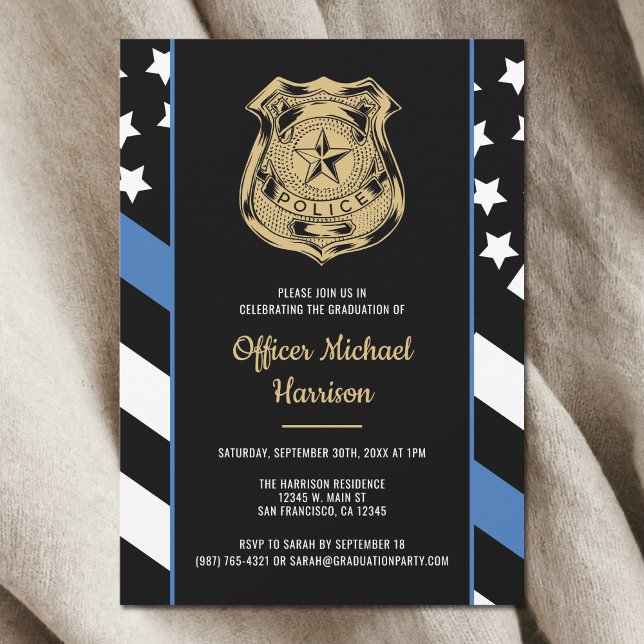 Invitation Drapeau de la loi sur la remise des diplômes de l' (Police Academy Graduation Law Enforcement Flag Invitation)