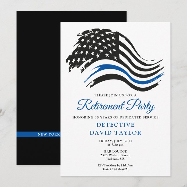 Invitation Drapeau de la partie de retraite de la police minc (Devant / Derrière)