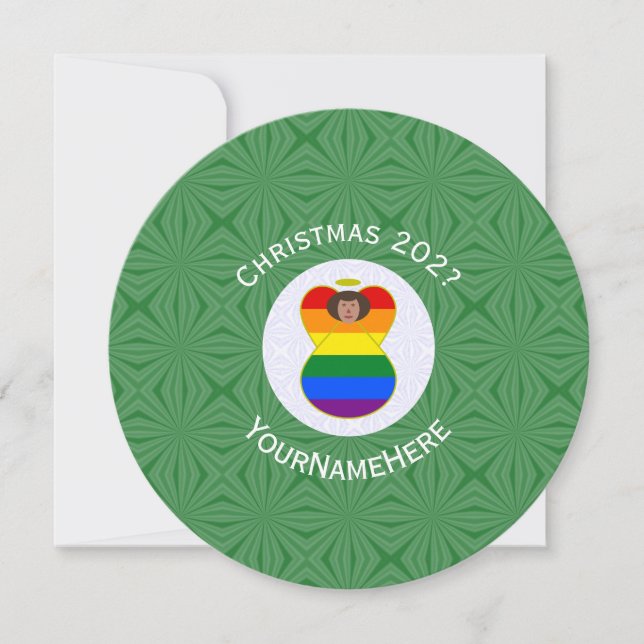 Invitation Drapeau de Noël de fierté gay peau brune ange pers (Devant)